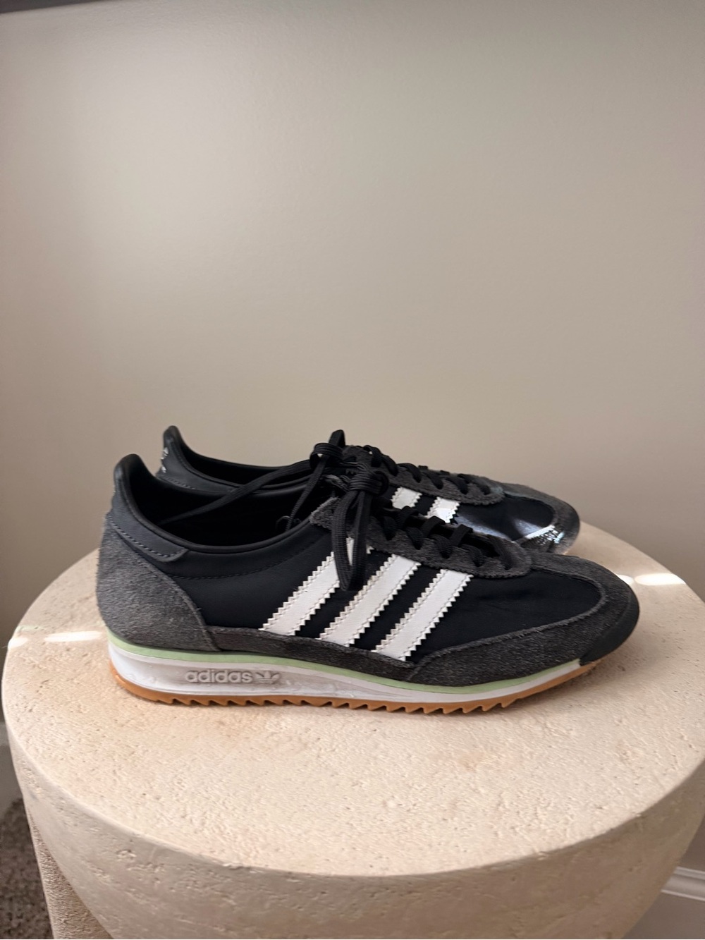 Adidas Black Retro Running Sneakers with White Stripes | fits like 6.5